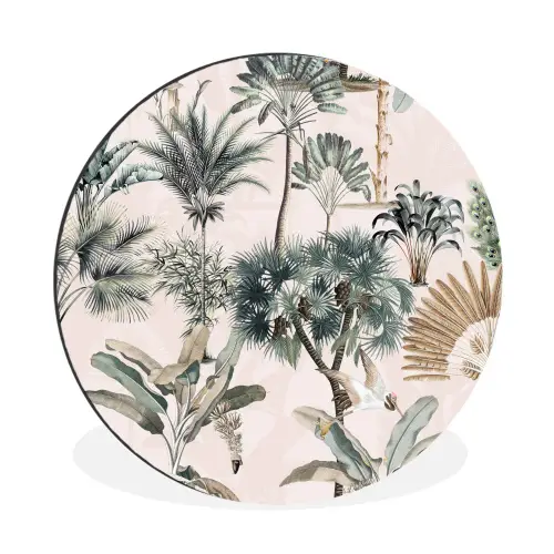 Bladeren - Monstera - Jungle - Tropical Wandcirkel aluminium klein -3d