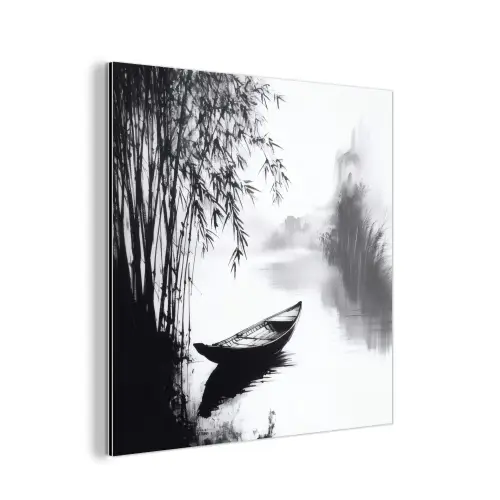 Boot - Rivier - Bamboe - Wit aluminium wit klein -3d