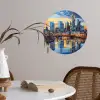 Zonsondergang Frankfurt - Stad - Skyline - Water Wandcirkel behangsticker klein -sfeer3