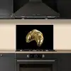 Croissant - Brood - Goud - Zwart keuken achterwand spatscherm klein -sfeer1