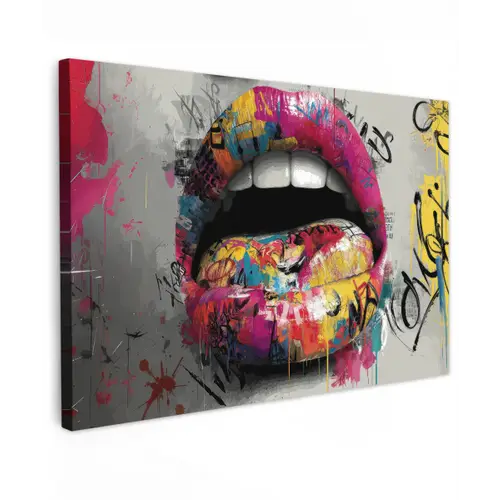 Lippen - Graffiti - Expressief canvas 2cm klein -z3d