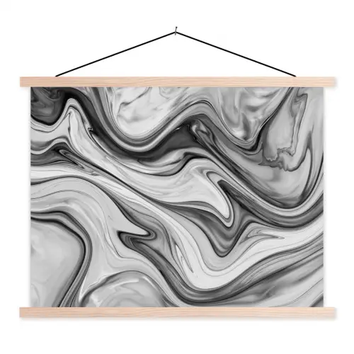 Marmer - Patronen - Grijs - Marmerlook - Zwart textielposter latten blank klein -3d
