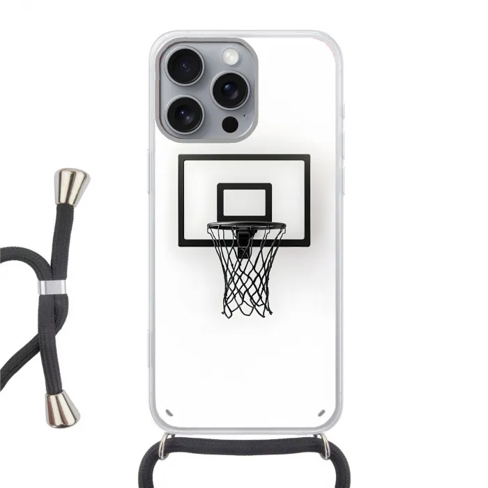 Basketbalbord - Minimalistisch - Zwart Hoesje iPhone 16 Pro Max met koord klein -3d