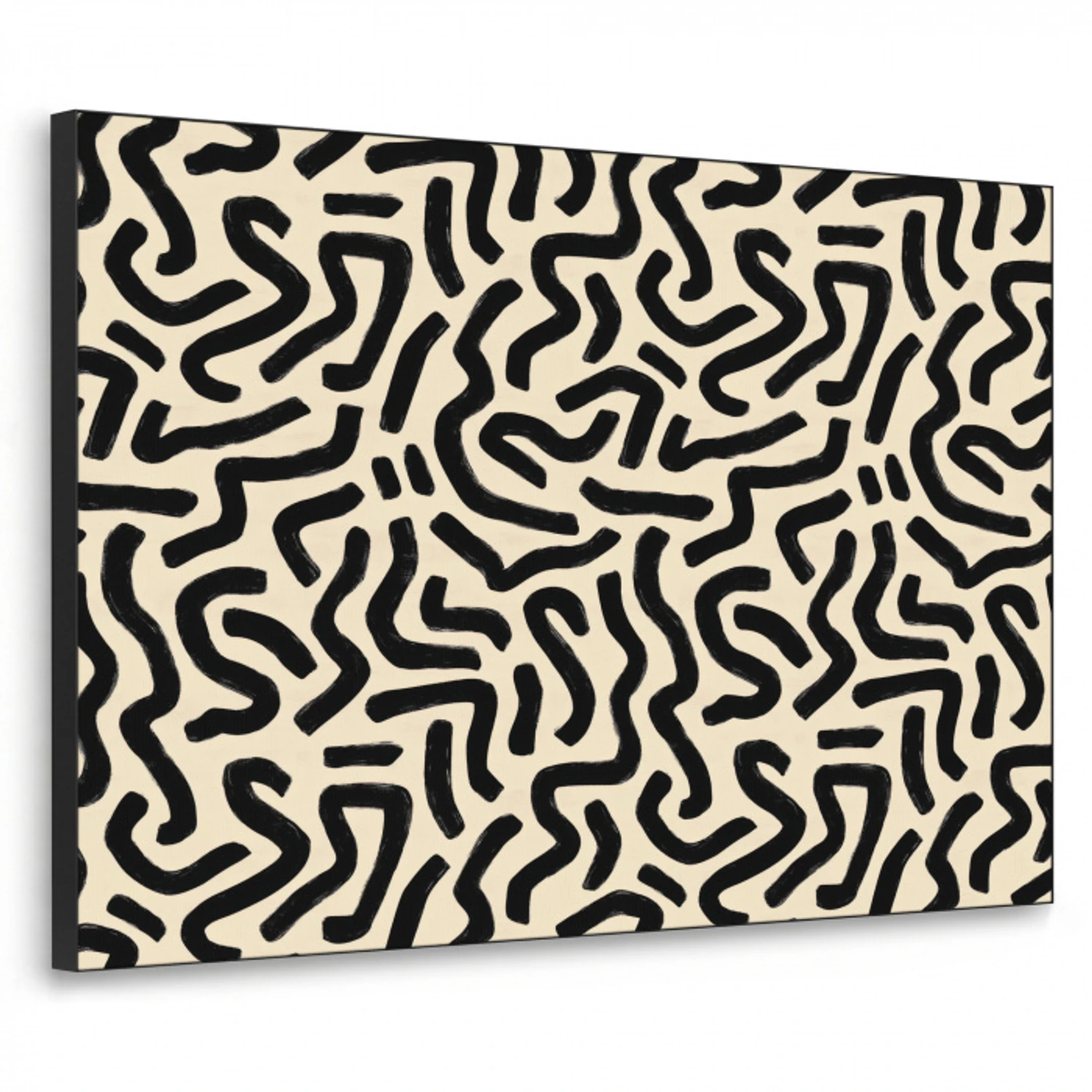 Abstract - Lijnen - Zwart Textielframe zwart klein 947 -3d
