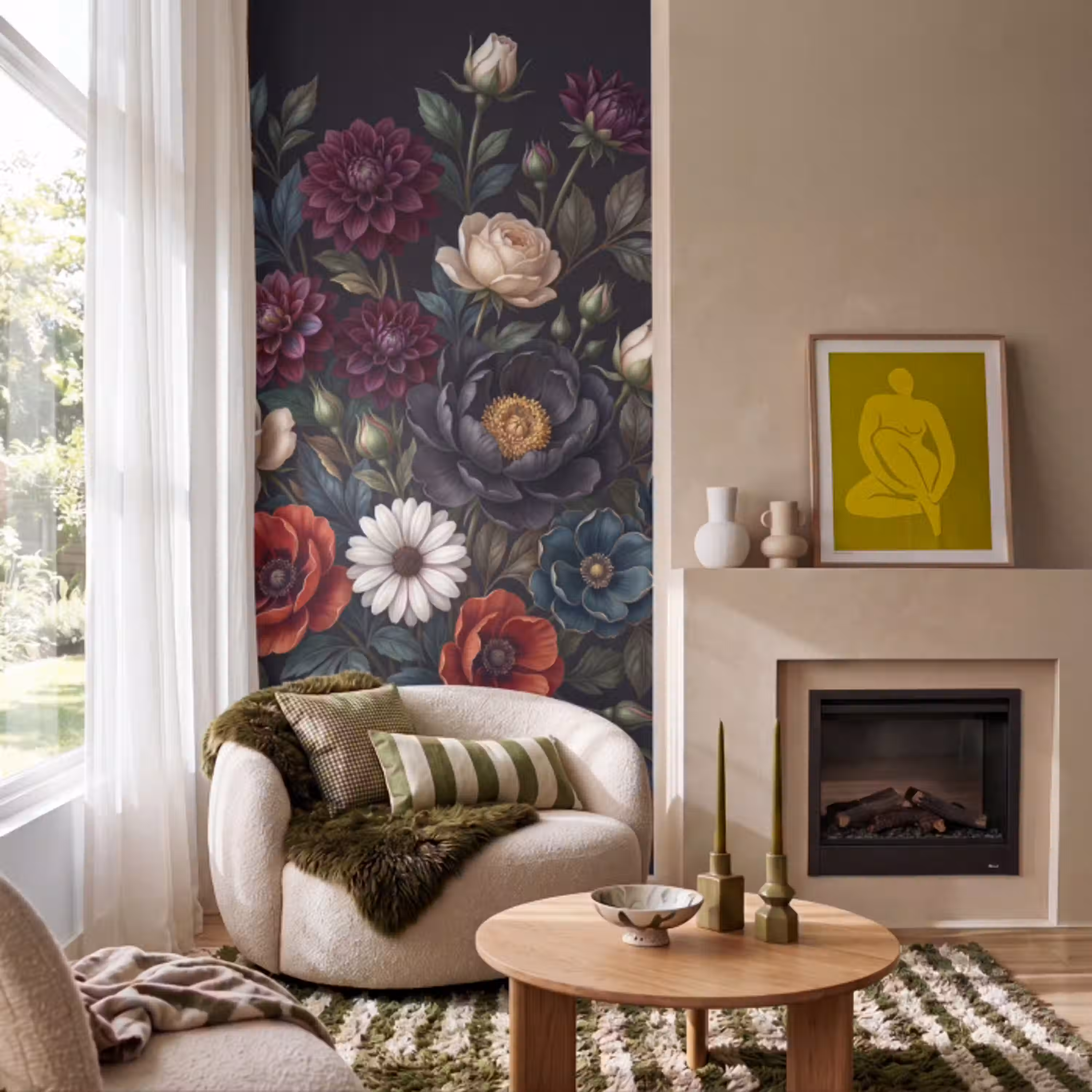 Bloemen - Boeket - Natuur - Klassiek - Weelderig Behang Vlies klein -sfeer2