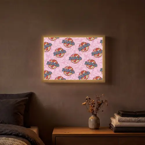 Disco - Bal - Patroon - Roze Light Box met batterij (Wandlamp) middel 907 -sfeer4