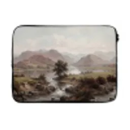 Berglandschap - Meer - Bergen - Vallei - Klassiek laptophoes neopreen klein -3d