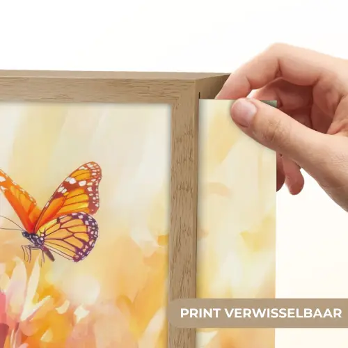 Vlinders - Oranje - Bloemen Light Box met batterij (Wandlamp) middel -USP_websiteprintNL