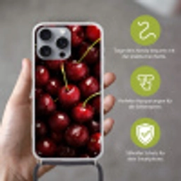 Rood - Fruit - Kersen Hoesje iPhone 16 Pro Max met koord klein -sfeer2_DE