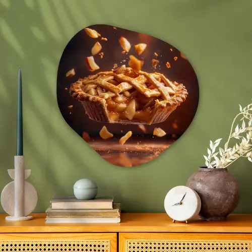 Appel - Taart - Warm - Eten Wandcirkel Organisch Plexiglas middel -sfeer2