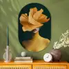 Vrouw - Hoed - Geel Wandcirkel Ovaal Glas middel -sfeer2
