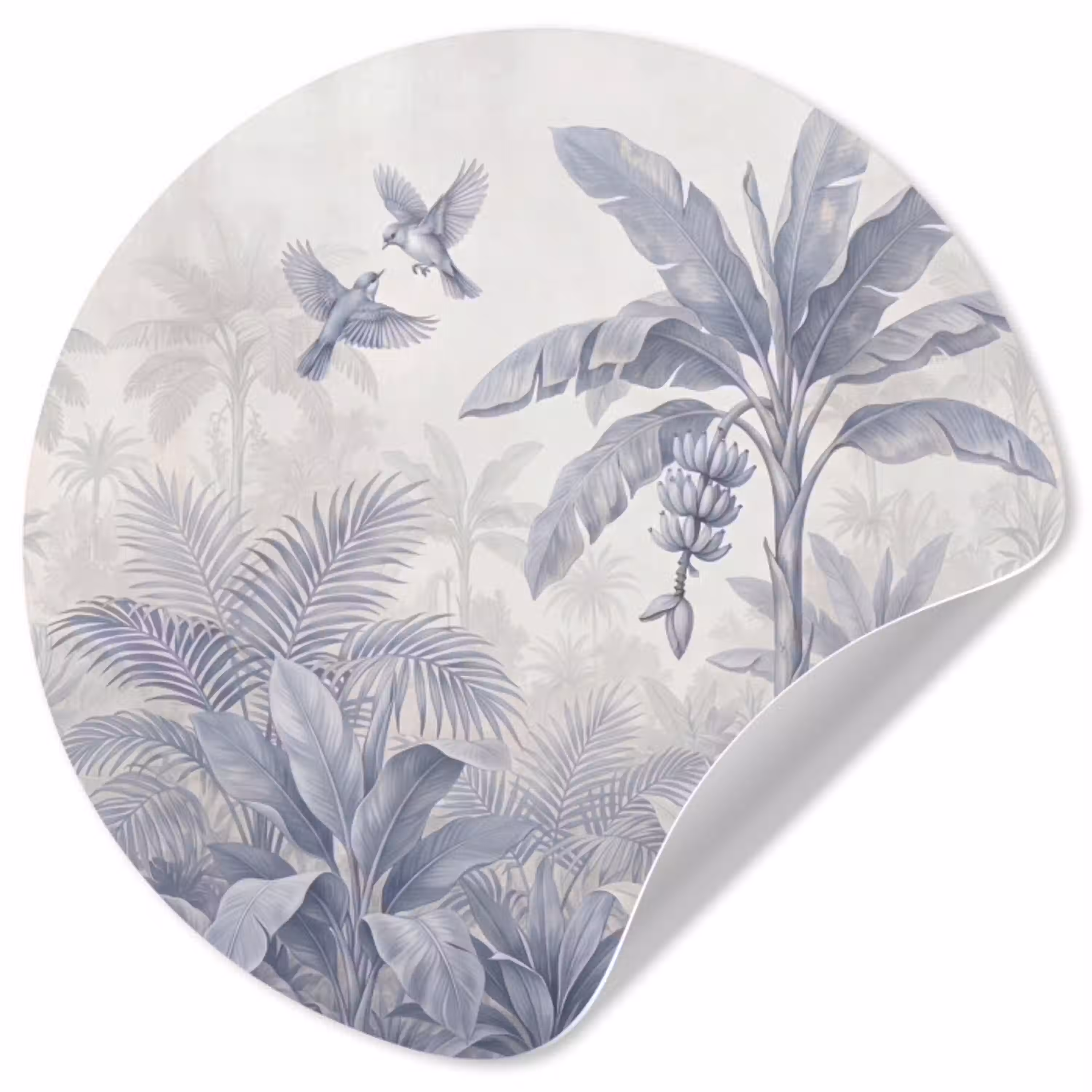 Natuur - Vogel - Jungle - Illustratie - Blauw Wandcirkel behangsticker klein -3d