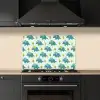 Triceratop - Blauw - Stippen - Boompjes keuken achterwand spatscherm klein -sfeer1