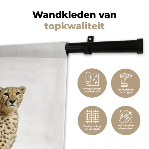 Luipaard - Dieren - Witte achtergrond - Kinderen - Jongens - Meisjes Wandkleed katoen klein -sfeer2