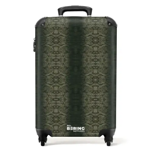 Grijs groene slangenhuid met symmetrische schubstructuur NBS - Handbagage koffer - Kinderen Unisex middel -productfoto_recht
