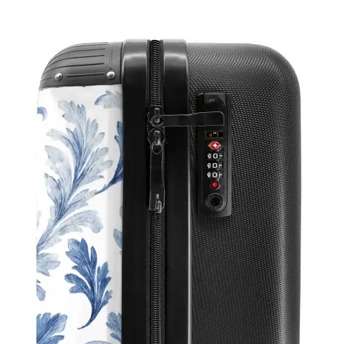 Barok bladeren patroon blauw NBS - Handbagage koffer - Kinderen Unisex middel -slot