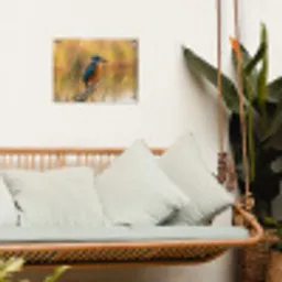 IJsvogel - Tak - Water - Kleurrijk - Levendig tuinposter los doek klein -sfeer7