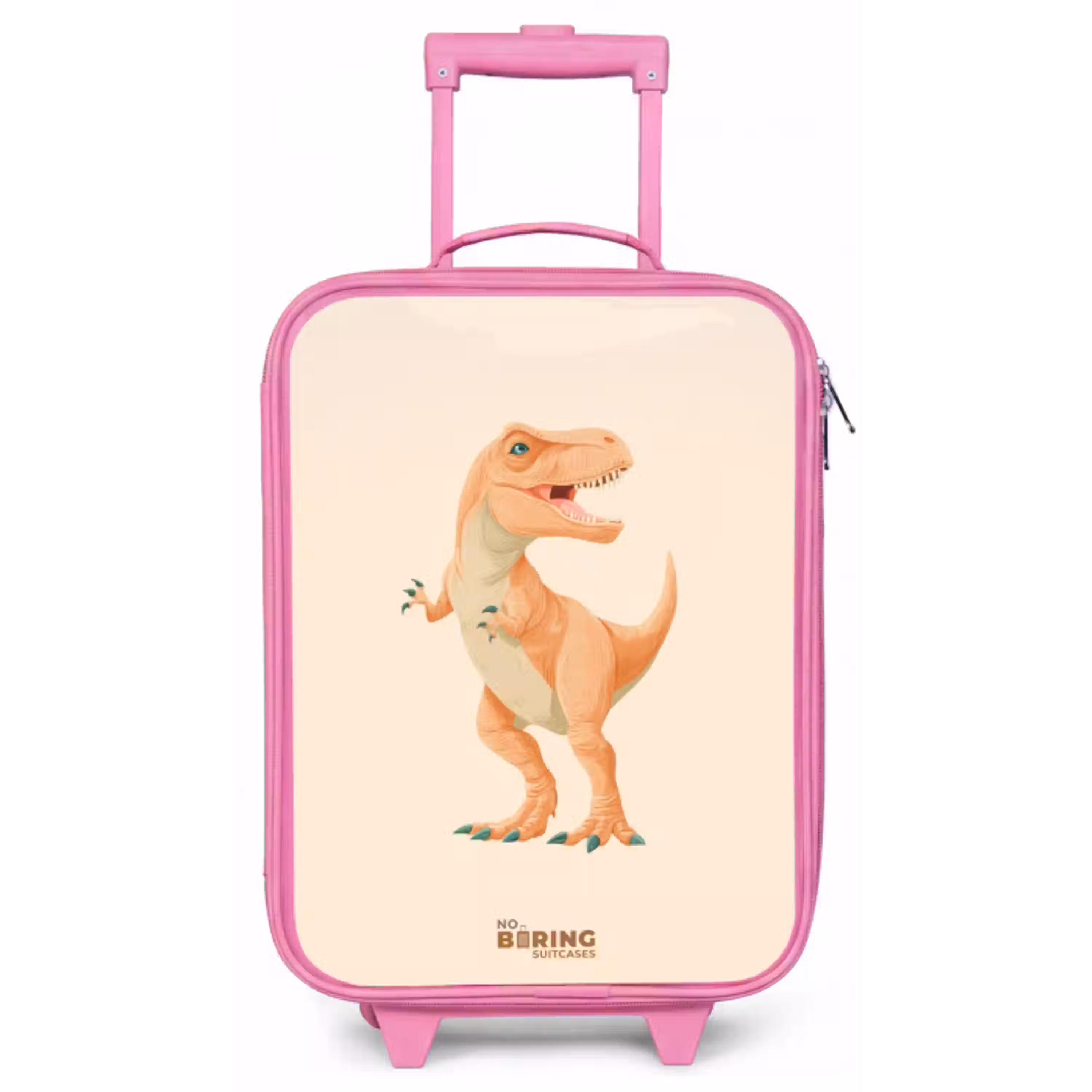 T-rex dino in oranje kleuren Kinderkoffer - Roze klein -zz3dotto