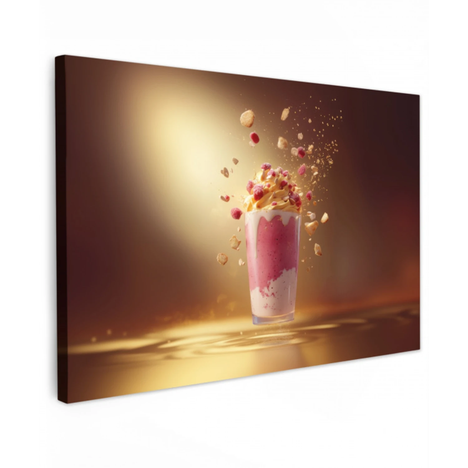 Framboos - Smoothie - Drinken - Roze Tuinposter op houten frame 2 cm dik klein -3d