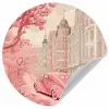 City - Car - Pink Wandcirkel behangsticker klein -3d