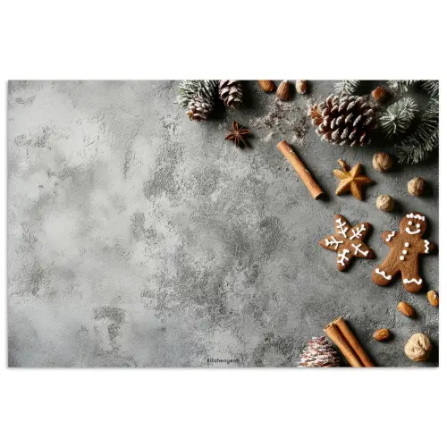 Winter - Kerst - Beton - Dennenappels poster papier klein -3d