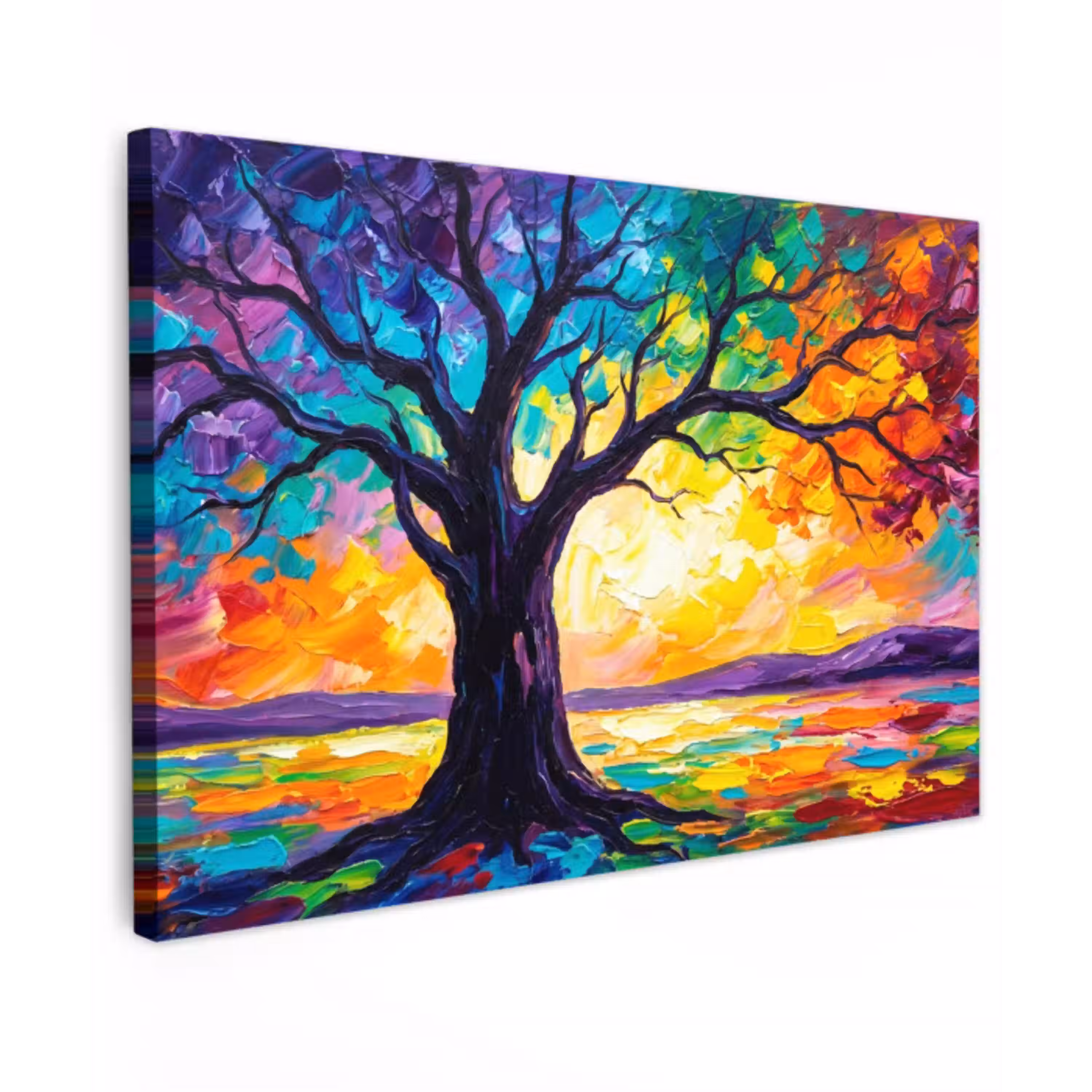 Boom - Landschap - Natuur - Abstract - Kleurrijk Tuinposter op houten frame 2 cm dik klein -3d