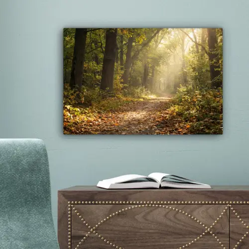 Zonlicht - Bospad - Bomen canvas 2cm klein -sfeer4