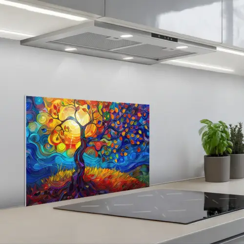 Boom - Zon - Verflook - Kleuren - Abstract keuken achterwand spatscherm klein -3d_schuin