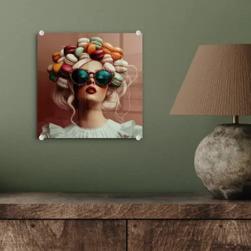 Vrouw - Macarons - Bril plexiglas 5mm klein -sfeer3