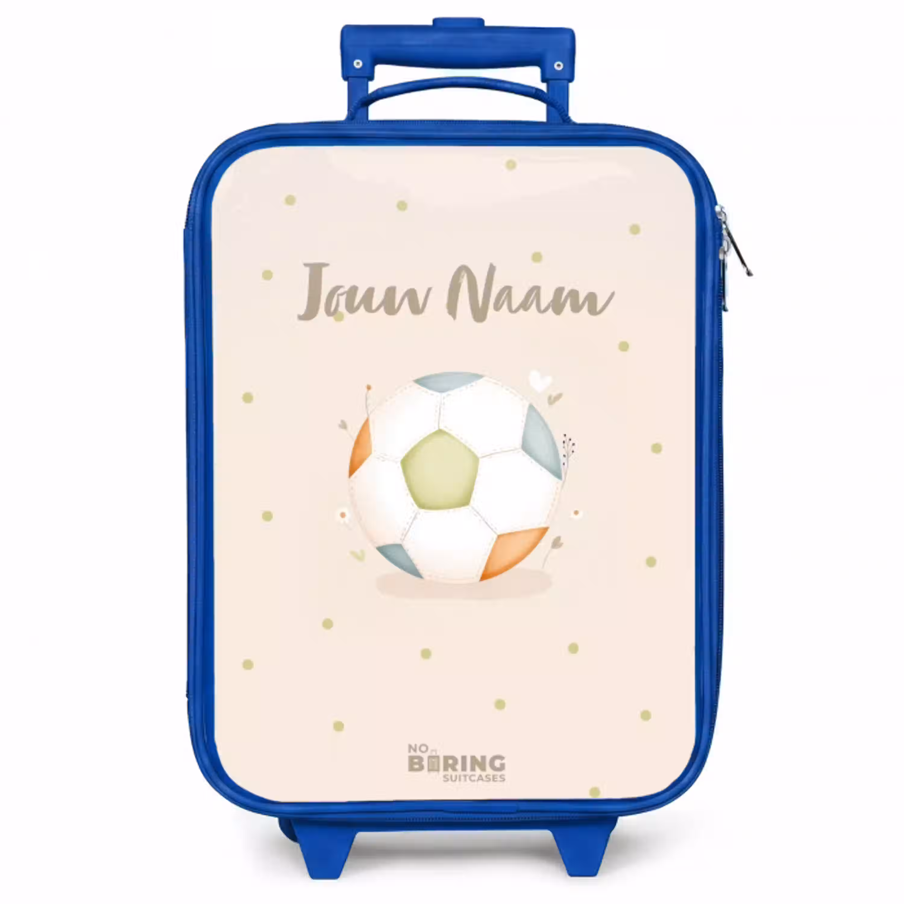 Voetbal in beige pastel kleuren Kinderkoffer - Blauw klein -zzz_website3d