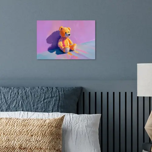Teddybeer - Schaduw - Penseelstreken - Paars poster papier klein -sfeer2
