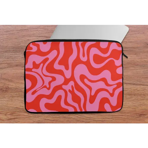 Abstract - Patroon - Rood - Roze - Minimalistisch laptophoes neopreen klein -tafel