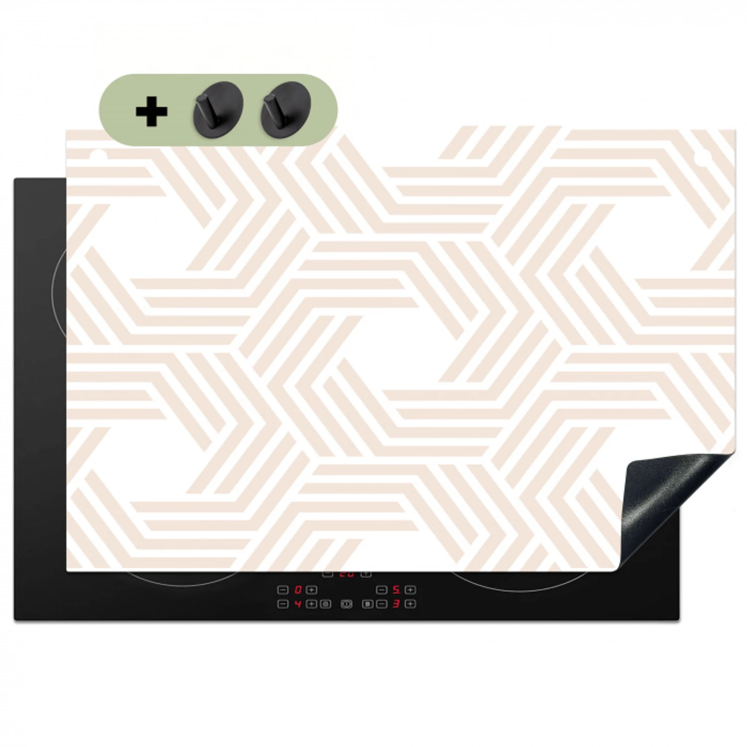 Abstract - Patronen - Design Inductie beschemer met haakjes klein 777 -3d