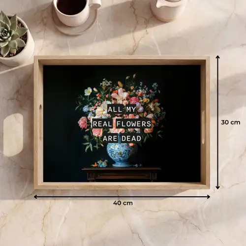 Bloemen - Art - Pastel - Quotes Dienblad Rechthoek middel -USP_Formaat