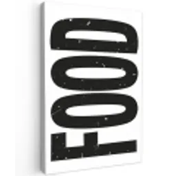 Food - Zwart - Wit - Decoratie Tuinposter op houten frame 2 cm dik klein -3d