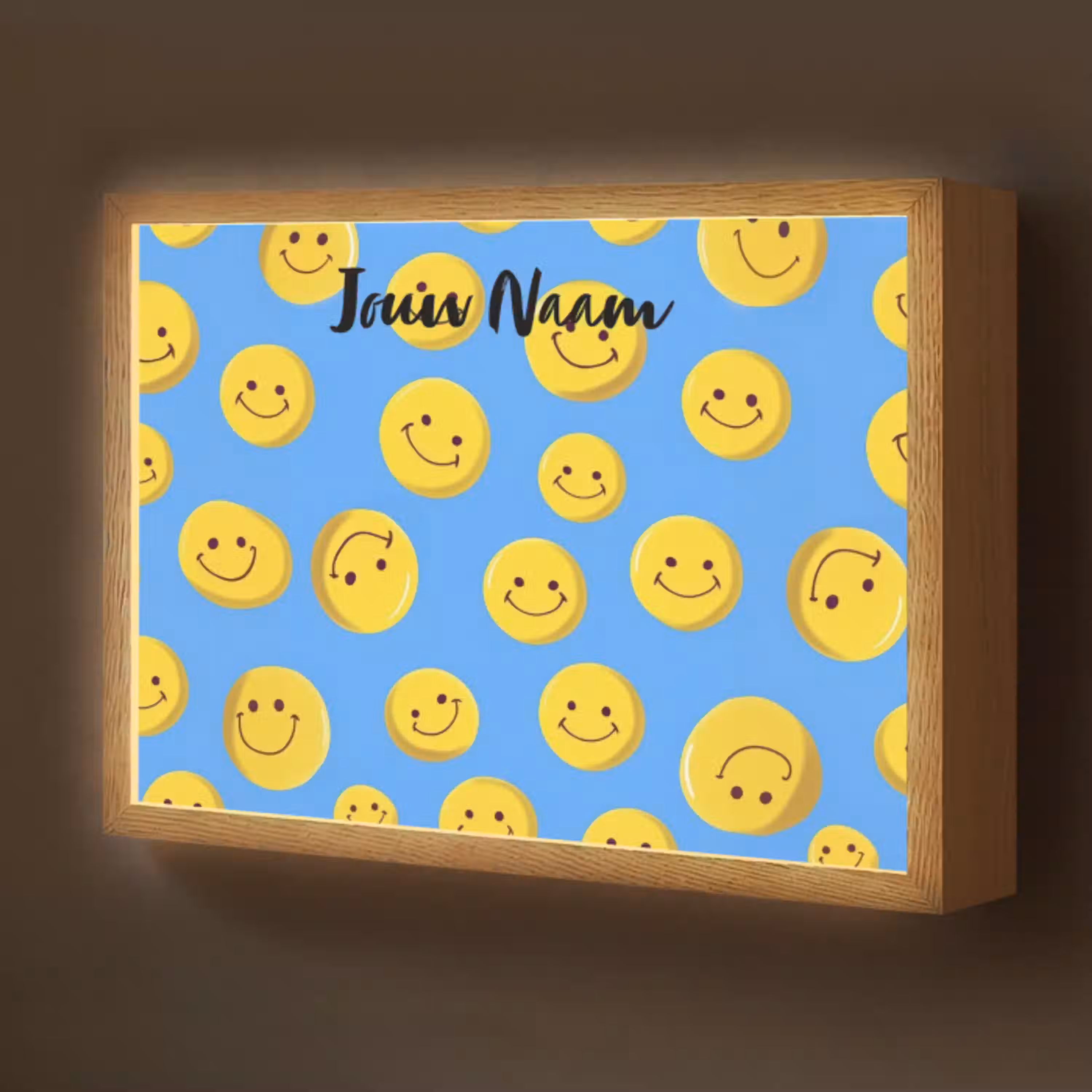 Smileys - Geel - Blauw Light Box met batterij (Wandlamp kind) middel -z3d_website