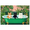 Badkamer - Kattenparade - Kleurrijk poster papier klein -3d