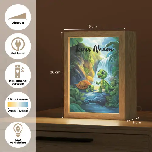 Schildpad - Dino - Jungle - Waterval Light Box met kabel (Kinderlampje) klein -USP_NL