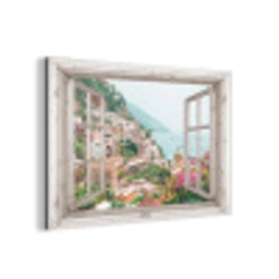Doorkijk - Italië - Bloemen - Zee - Kust - Stad - Bergen aluminium wit klein -3d
