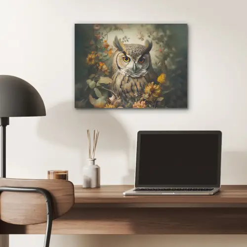 Uil - Vogels - Bloemen - Natuur PET vilt klein -sfeer5