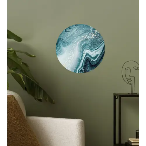 Edelstenen - Blauw - Natuur - Marmer - Abstract Wandcirkel behangsticker klein -sfeer2