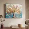 Boom - Blauw - Goud - Abstract - Modern Textielframe zwart klein -sfeer3