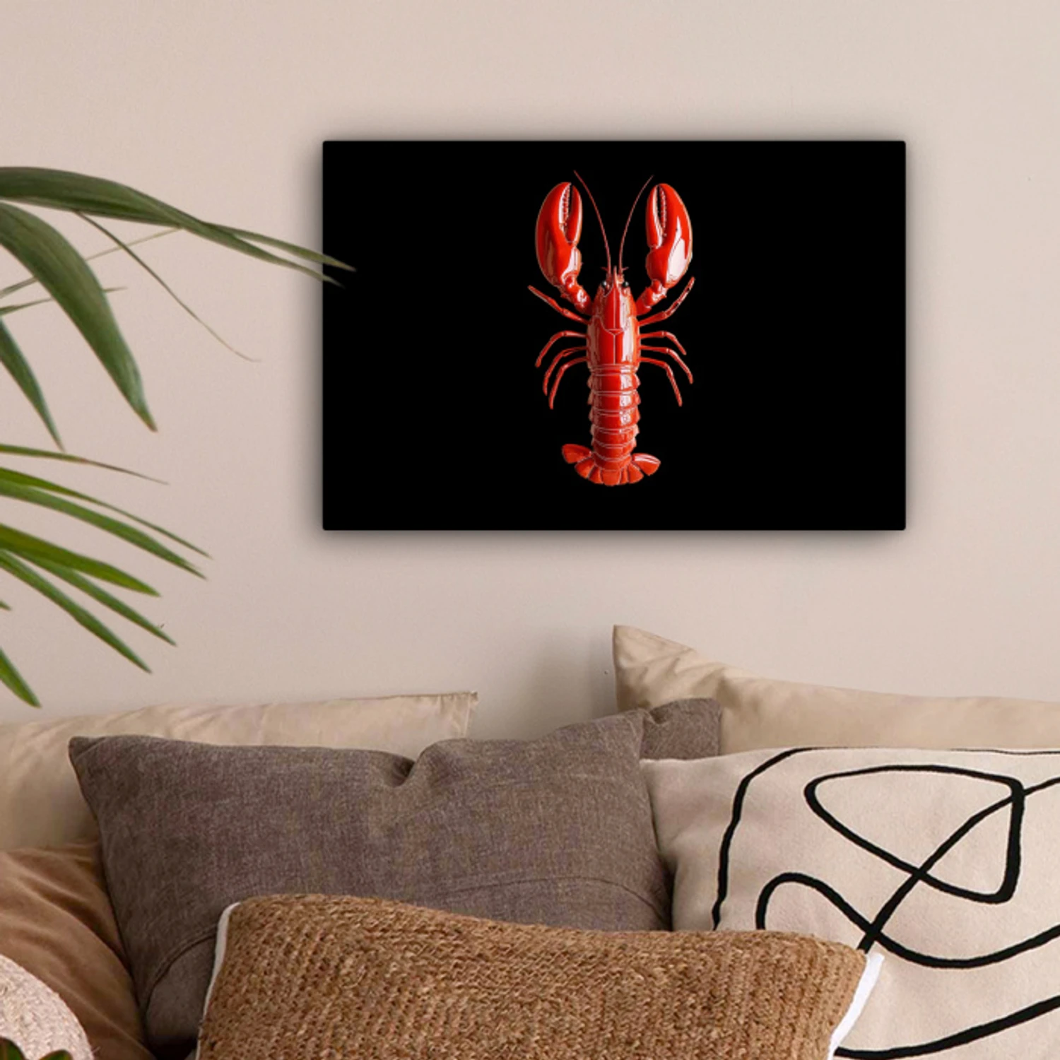 Kreeft - Glossier Rood - Zwart canvas 2cm klein -sfeer1