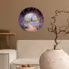 Doorkijk - Lavendel - Bloemen - Paars - Poort Wandcirkel behangsticker klein -sfeer1