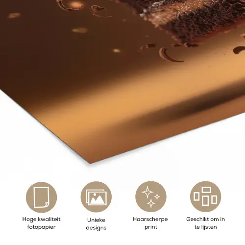 Taart - Chocolade - Eten - Brownie poster papier klein -closeup_NL