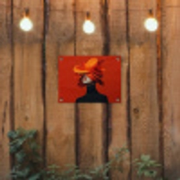 Oranje - Hoed - Vrouw tuinposter los doek klein -sfeer1