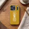 Lijnillustratie - Ananas - Bladkroon - Okergeel Telefoonhoesje iPhone 17 Pro klein -sfeer1