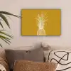 Lijnillustratie - Ananas - Bladkroon - Okergeel canvas 2cm klein -sfeer1