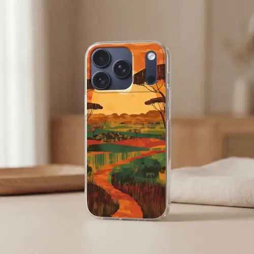 Landschap - Afrikaans - Zon Telefoonhoesje iPhone 17 Pro klein -sfeer2