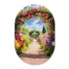 Doorkijk - Bloemen - Kleurrijk - Natuur Wandcirkel Ovaal Glas middel -3d